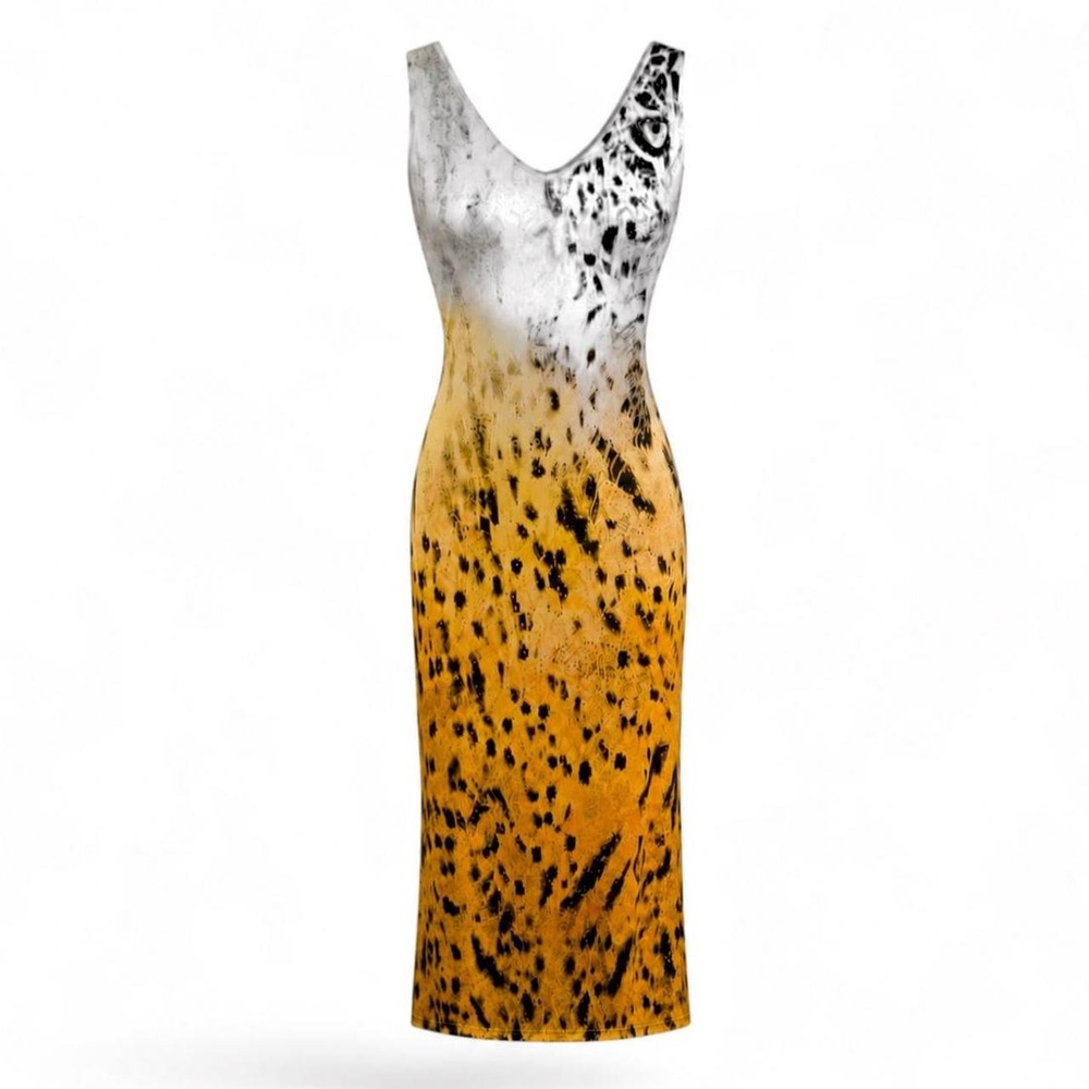 Cavalli Vintage Animal Face Maxi Dress